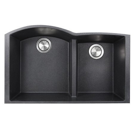 Nantucket Sinks 60/40 Double Bowl Undermount Granite Composite Black PR6040-BL-UM